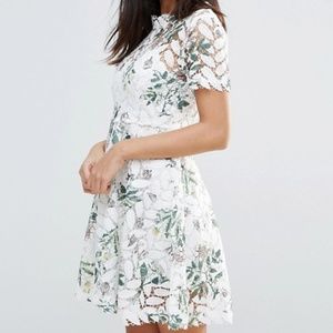 ASOS Liquorish Floral Lace Garden Print Dress - 10